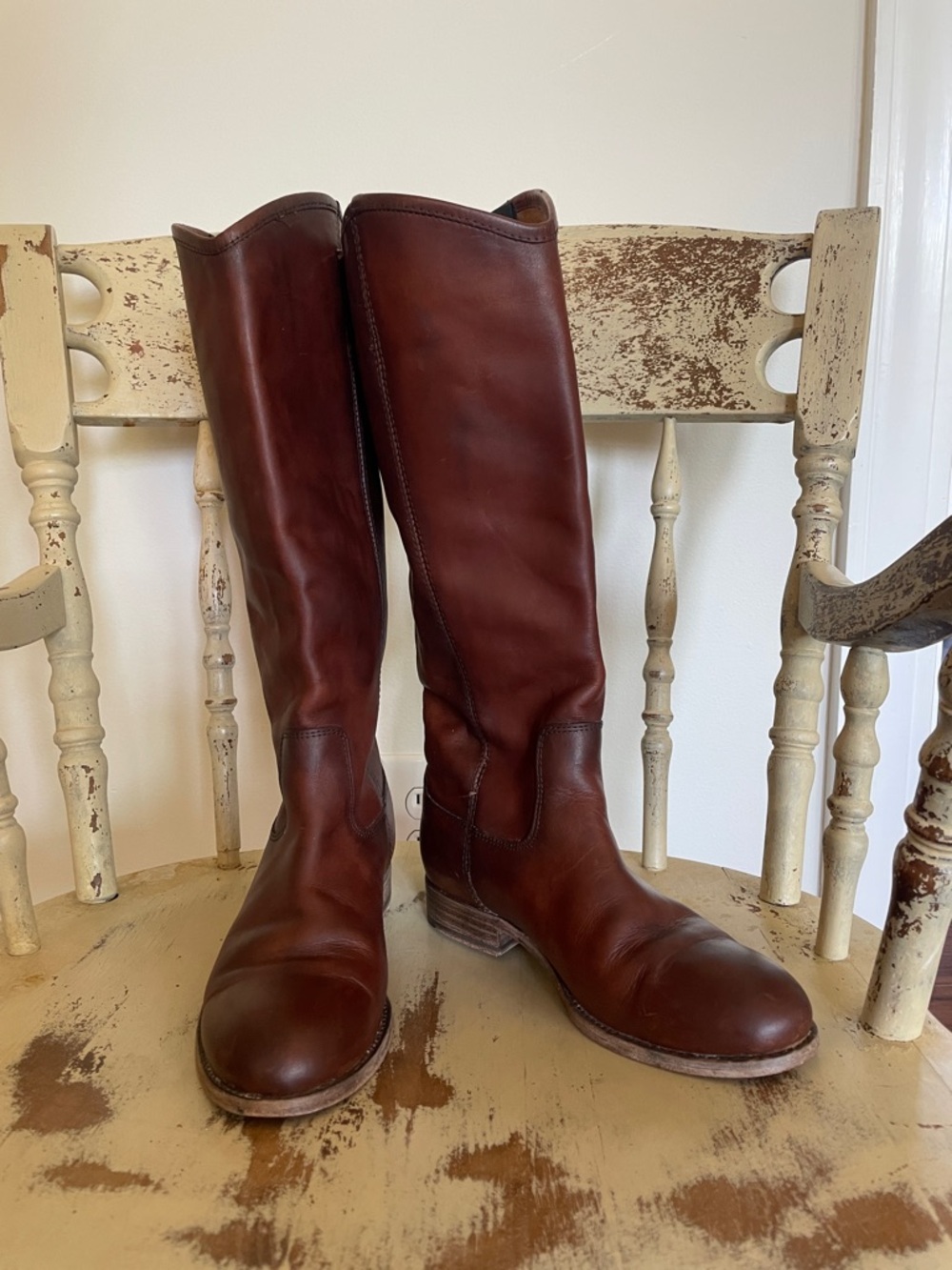 Frye Ladies Melissa Button 2 Tall Cognac Brown Western Boots